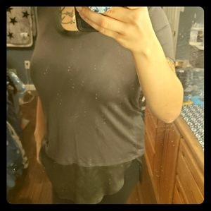 Two tone black high-low tshirt